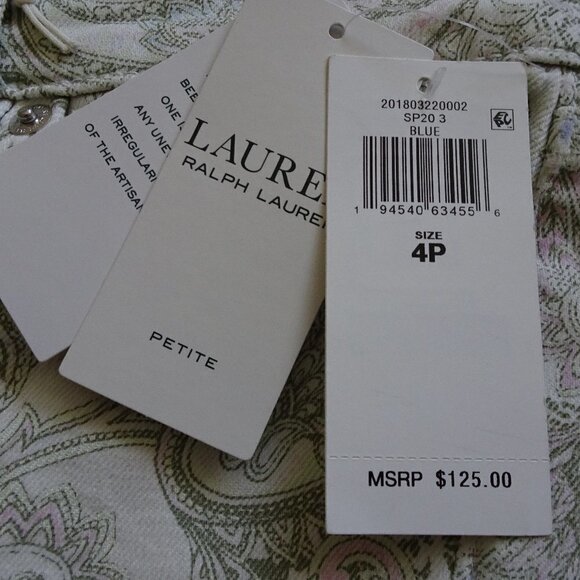 Ralph Lauren Print Jeans Women's Petite Size 4P Straight Leg Slim - Picture 9 of 9